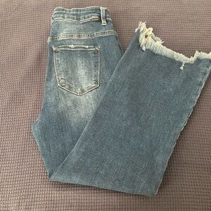 Risen Frayed Hem Blue Jeans